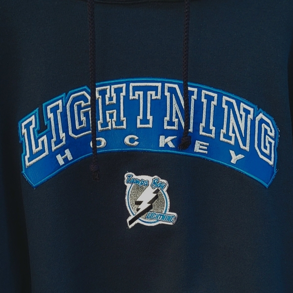 Vintage 90's Tampa Bay Lightning Hooded Sweatshirt Size XL/XXL? Embroidered - Picture 3 of 4
